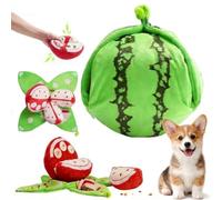 WANWEN Orange Hide-and-Seek Plush Dog Toy, Interactive Squeaky Puzzle Toy with Hidden Pockets, Watermelon Snuffle Toys, Nosework Snuffle Mat with Crinkle Papers, for All Dogs (Watermelon)