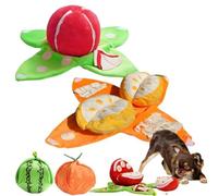 WANWEN Orange Hide-and-Seek Plush Dog Toy, Interactive Squeaky Puzzle Toy with Hidden Pockets, Watermelon Snuffle Toys, Nosework Snuffle Mat with Crinkle Papers, for All Dogs (Mix*2)