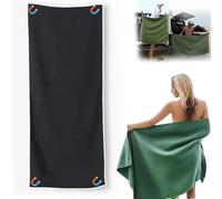 WANWEN Outdoor Magnetic Bath Towel, Oversized Microfiber Bath Towel, Quick-Dry Sand-Resistant with Magnetic Closure for Beach, Pool, Travel, Gym Camping (Black)