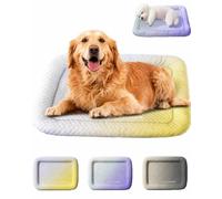 WANWEN Pet Cooling Pad Mat for Dogs and Cats, Ice Silk Summer Cool Bed Blanket in Gradient Colours, Washable & Non-Slip Breathable Sleeping Pad for Sofa, Floor, Indoor Outdoor Use (Yellow,M)