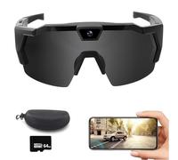 WANWEN Smart Glasses Camera, Gafas con Cámara 4K, Adecuadas para Hombres y Mujeres, Fotografía y Grabación de Vídeo HD 1080P, Deportes al Aire Libre (Black B)