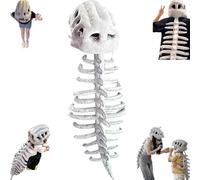WANWEN Spinosaurus Plush Dino Outfit, Dinosaur Skeleton Plush Costume, Halloween Fun 3d Realistic Dinosaur Costume Toy, Funny Skeleton Headgear Hat Decoration Cosplay Accessory (116cm)