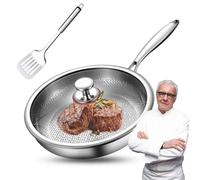 WANWEN Titanium Hammered Pan Pro, Sartén de Titanio Plateful, Sartén Martillada de Titanio Puro Pletefull con Tapa, Utensilios de Cocina Antiadherentes, para Cualquier Tipo de Cocina (with lid,28cm)