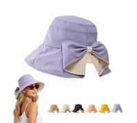 WANWEN Women's Bowknot Wide Brim Sun Hat, Foldable, 360° Protection UV Protection Breathable Summer Travel Beach Hat (Morado)