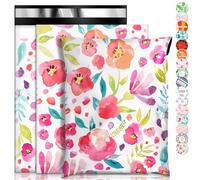 Wanxida 100pcs Sobres de Plástico de Genérico Envío por correo Bolsas Postales Poli plástico Self Seal Bolsas Artículos de Envío, Opaca, 25cm x 35cm (Flor)