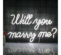 Wanxing Letrero de neón con texto en inglés "Will You Marry Me", letrero de casarse conmigo, decoración de propuesta de boda LED blanca para el día de San Valentín, novia