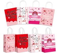 WANYIG Bolsas de Papel, Bolsas Regalo para San Valentin Bolsas de Papel Kraft con Asa Pequeñas Bolsas Papel para Fiesta, Compras, Comida (8 piezas)