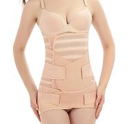 WANYIG Faja Postparto Reductora Mujer 3 en 1 Transpirable Elástico Recuperación Post-Parto Vientre/Cintura/Soporte Pélvico Cinturón Transpirable Elástico (Albaricoque, M)