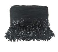 WANYIG Flecos con Lentejuelas 5 Yards 10CM Ancho Flecos para Coser Seda Borla accesorios de costura para DIY Vestido Danza del Vientre Traje de Baño Latino Costura Decoración (Negro)