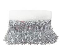 WANYIG Flecos con Lentejuelas 5 Yards 10CM Ancho Flecos para Coser Seda Borla accesorios de costura para DIY Vestido Danza del Vientre Traje de Baño Latino Costura Decoración (Plata)