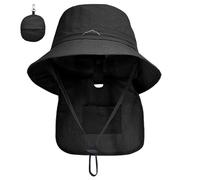 WANYIG Sombrero Hombre Mujer Verano Plegable Gorro Pescador Bucket Hat con Protección UV Protege Cuello Cara Sombrero para Playa Safari Jardinería Trekking Montañismo Senderismo(Negro)