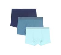 WANYING 3 × Hombre Básicos Bóxer Calzoncillos Sin Costuras de Seda Hielo Semitransparente Súper Fino Transpirable - Liso Azul Oscuro & Azul Brillante & Azul Claro L