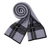 WANYING Hombre Bufanda de Punto Lana 6% Bufanda de Lana para Invierno Otoño Casual Business Gentleman - Patrón Rayas Gris y Negro