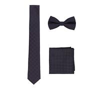 WANYING Hombre Clásica Pajarita Corbata Pañuelo de Bolsillo 3 en 1 Set - Cuadros Negro