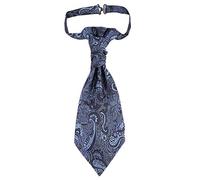WANYING Hombre Corbata de Plastrón Pre-atado Ajustable con Cierre de Gancho Plastrón de Boda - Paisley Azul oscuro