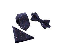 WANYING Hombre Pajarita Clásica 6 * 12 cm & Corbata Estrecha 6 cm & Pañuelo de Bolsillo 3 en 1 Set - Puntos Multicolor