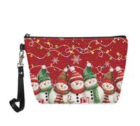 Wanyint Bolsa de cosméticos con estampado de lobo para mujeres y niñas, impermeable, bonita bolsa de maquillaje, rojo papá noel, Talla única