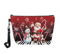 Wanyint Bolsa de cosméticos con estampado de lobo para mujeres y niñas, impermeable, bonita bolsa de maquillaje, Muñeco de nieve de Papá Noel, Talla única