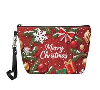 Wanyint Bolsa de cosméticos con estampado de lobo para mujeres y niñas, impermeable, bonita bolsa de maquillaje, Feliz Navidad., Talla única