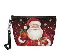 Wanyint Bolsa de cosméticos con estampado de lobo para mujeres y niñas, impermeable, bonita bolsa de maquillaje, copo de nieve de Papá Noel, Talla única