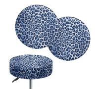 Wanyint Funda de asiento para taburete de bar redondo, paquete de 2 fundas antideslizantes de 13 a 15 pulgadas con estampado animal para taburete de bar, fundas de asiento para decoración del hogar