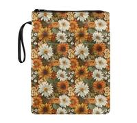Wanyint Funda de libro de tela lavable con cremallera para lector, protector multifuncional de libros de 11.4 x 8.7 pulgadas, margarita de girasol