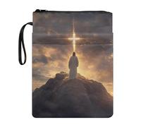 Wanyint Funda de libro para libros de tapa blanda de tela lavable con cremallera de 11.4 x 8.7 pulgadas para graduación, cumpleaños, aniversario, Dios Cruz Cielo