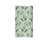 Wanyint Funda para cambiador con estampado de cactus, sábanas de cuna, unisex, de algodón orgánico, funda para cambiador contorneado de 32 x 16 pulgadas, acogedora, cómoda y lavable