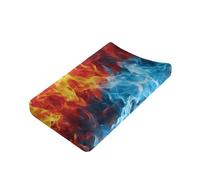 Wanyint Funda para cambiador de pañales con estampado de fuego de hielo para niños y niñas, forro cambiador, ultra suave, transpirable, para viajes, entrenamiento, color rojo y azul