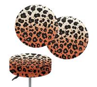 Wanyint Funda para taburete de bar, transpirable, suave, de 14 a 16 pulgadas, diseño de estampado animal, elástica, lavable, para decoración del hogar, bar, 2 unidades, estampado de leopardo naranja