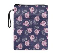Wanyint Funda protectora lavable con cremallera y bolsillo frontal de 11.7 x 8.4 pulgadas para bibliotecario de gusanos de biblioteca, hoja morada de cerdo