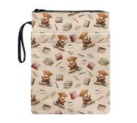 Wanyint - Funda protectora para libro con cremallera suave y bolsillo delantero, accesorios de libro de 30 x 21,6 cm para hombre y mujer, diseño de vaca de las tierras altas, color beige