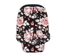 Wanyint Fundas decorativas para asiento de coche de bebé, diseño floral de peonía, toldo para bebés y niñas, fundas multiusos para lactancia materna, bufanda de enfermería
