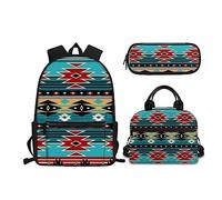 Wanyint Mochila con estampado de gato otoñal para niños pequeños con lonchera reutilizable, juego de 3, Estilo de cultura tribal