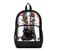 Wanyint Mochila transparente de 17 pulgadas de PVC transparente, mochila escolar para niños, universidad, viajes, mochila grande para el trabajo casual, Galaxy Planet Black Cat, One Size, Casual