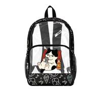 Wanyint Mochila transparente para niños, mochila transparente para el regreso a clases, mochila grande transparente para viajes deportivos, Kawaii Cat Black, One Size, Casual