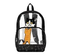 Wanyint Mochila transparente para niños, mochila transparente para el regreso a clases, mochila grande transparente para viajes deportivos, Funny Cat Black, One Size, Casual