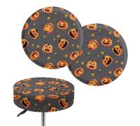 Wanyint Pumpkin Star - Fundas para taburete de bar de 14 a 16 pulgadas, funda de asiento redonda elástica y lavable para decoración del hogar de Halloween, 2 unidades