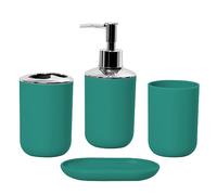 Wanym Juego de Accesorios de Baño, 4 Piezas con Dispensador de Jabón, Taza de Baño, Jabonera, Cepillo de Dientes y Soporte para Pasta de Dientes para Hotel en Casa,Verde
