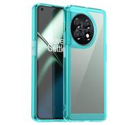 Wanyuexes Funda para OnePlus 11, One Plus 11 5G PHB110, funda protectora de policarbonato duro transparente antiamarilleamiento y TPU suave, color azul cristal
