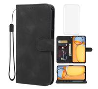 Wanyuexes Funda para Redmi 13C 4G Capa, Redmi 13C 5G/Poco C65/Poco M6 5G Cristal Templado Protector, Carcasa Billetera de Cuero PU, Ranura para Tarjeta para Xiaomi Redmi 13C Negro