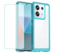 Wanyuexes Funda para Redmi Note 13 Pro 5G, Poco X6 5G con protector de pantalla de vidrio templado, parte trasera de policarbonato duro transparente y funda protectora suave para Xiaomi Redmi Note 13