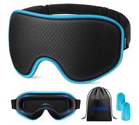 WAOAW Antifaz para dormir, máscara de ojos para dormir, máscara de seda para dormir tanto para mujeres como para hombres, máscara de dormir con peso 3D, máscara opaca para los ojos (azul)