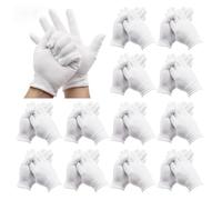 WAONIQ 24 guantes de algodón blancos, 12 pares de guantes blancos para hombre, guantes de tela de algodón blanco, adecuados para el cuidado de joyas, trabajo con bienes culturales, danza y personal de