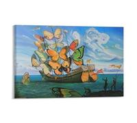 WAONZZAI Póster de la famosa pintura de Salvador Dalí, barco con velas de mariposa, decoración del hogar, póster en lienzo, marco de 30 x 45 cm