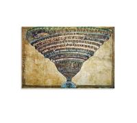 WAONZZAI Póster de la famosa pintura Sandro Botticelli El mapa del infierno, Dante La Divina Comedia (1485), póster para decoración del hogar, lienzo impreso, sin marco, 40 x 60 cm