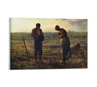 WAONZZAI Póster de pintura famosa El Ángelus, C.1857 Jean-Francois Millet lienzo impreso, arte de pared, decoración del hogar; marco; 12 x 18 pulgadas (30 x 45 cm)
