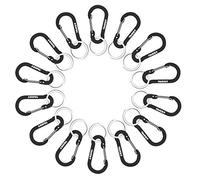 WAPAG Mosqueton Pequeño 5cm Mini Mosquetón Llavero para Llaves Mochila Hamacas Cámping Senderismo (14pcs Negro)
