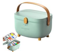 Wapasezyar Caja de almacenamiento para medicamentos, botiquín casero con asa, caja de primeros auxilios, recipiente de almacenamiento para medicamentos, para viajes en casa, 28 x 20 x 18 cm (verde