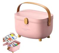 Wapasezyar Caja de almacenamiento para medicamentos, botiquín casero con asa, caja de primeros auxilios, recipiente de almacenamiento para medicamentos, para viajes en casa, 28 x 20 x 18 cm (rosa